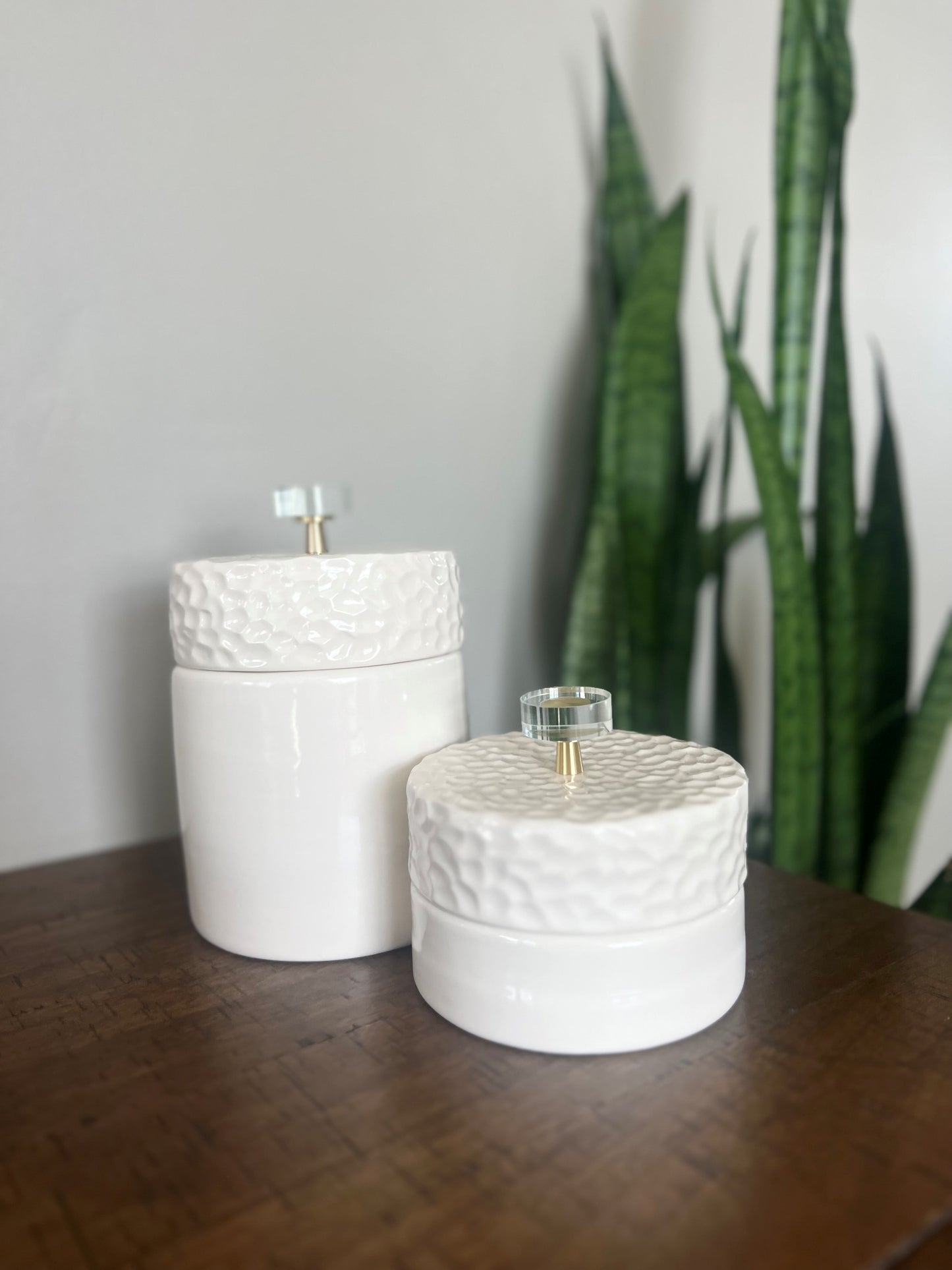 White Gem Cut Vessels