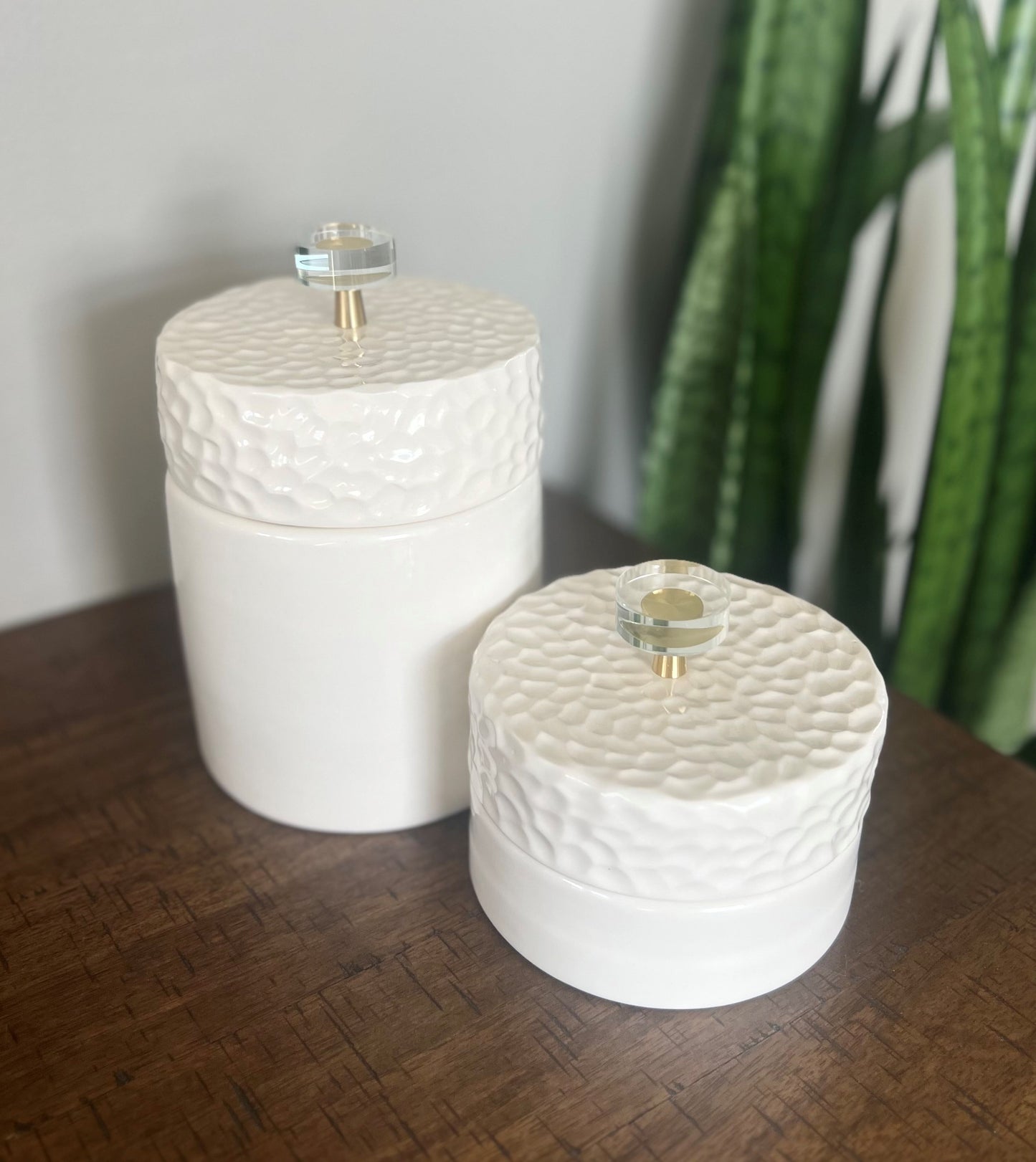 White Gem Cut Vessels