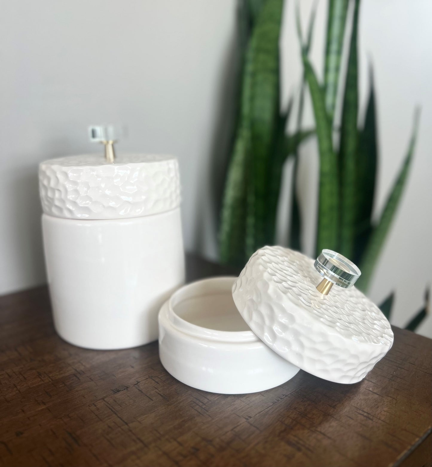 White Gem Cut Vessels